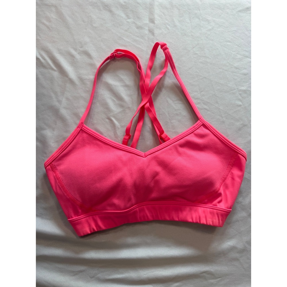 OFFLINE by Aerie Goals Cardio Most Support Sports Bra Neon Pink Ribbed Medium